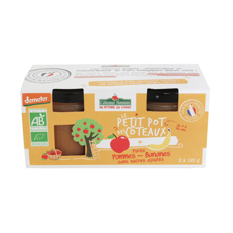 Purée de pommes bananes Bio Demeter - 2x120 g