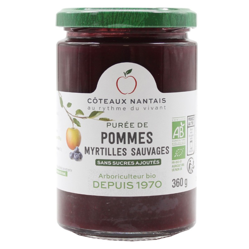 Purée pommes myrtilles Bio - 360 g