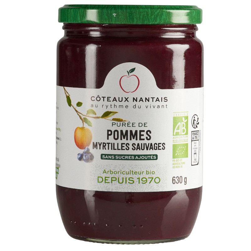 Purée pommes myrtilles Bio - 630 g