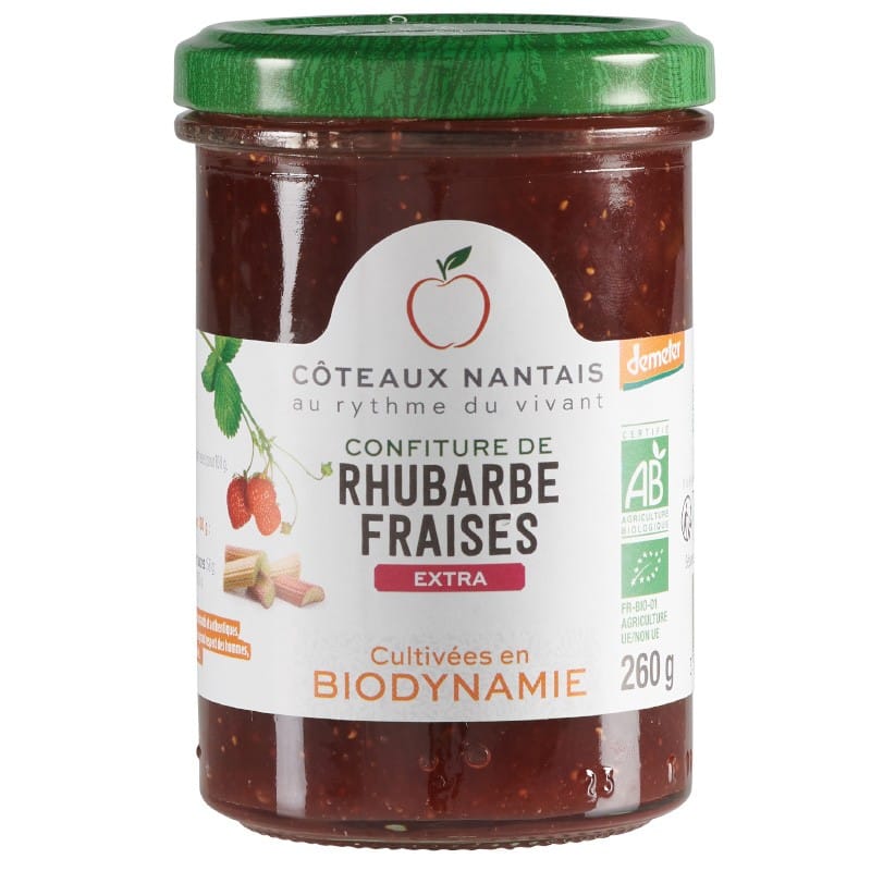 Confiture rhubarbe fraises extra Bio - 260 g