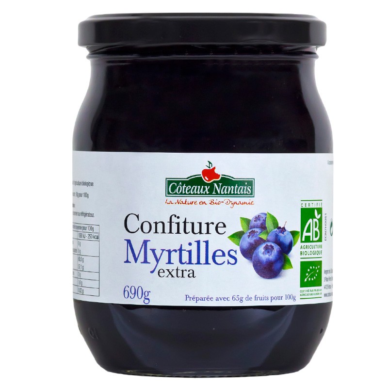 Confiture de myrtilles extra Bio - 690 g